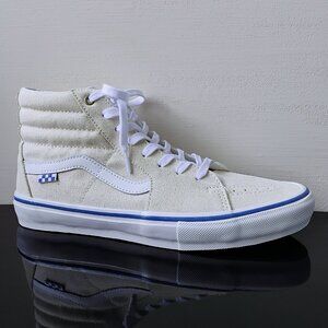 Vans Men Skate Sk8-Hi Suede/Raw Canvas Sneaker in Timeless Appeal Classic White